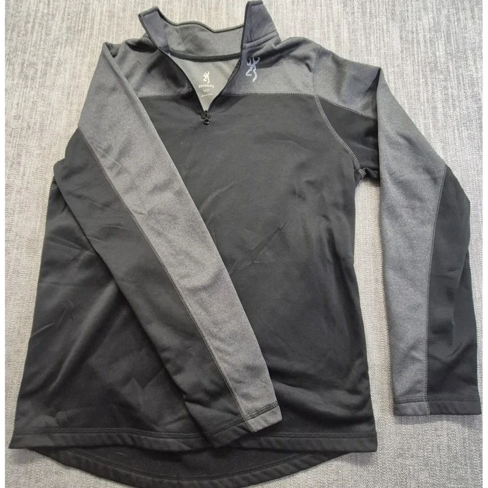 Browning men's black/gray 1/4 zip pullover Medium outdoors hunting hiking